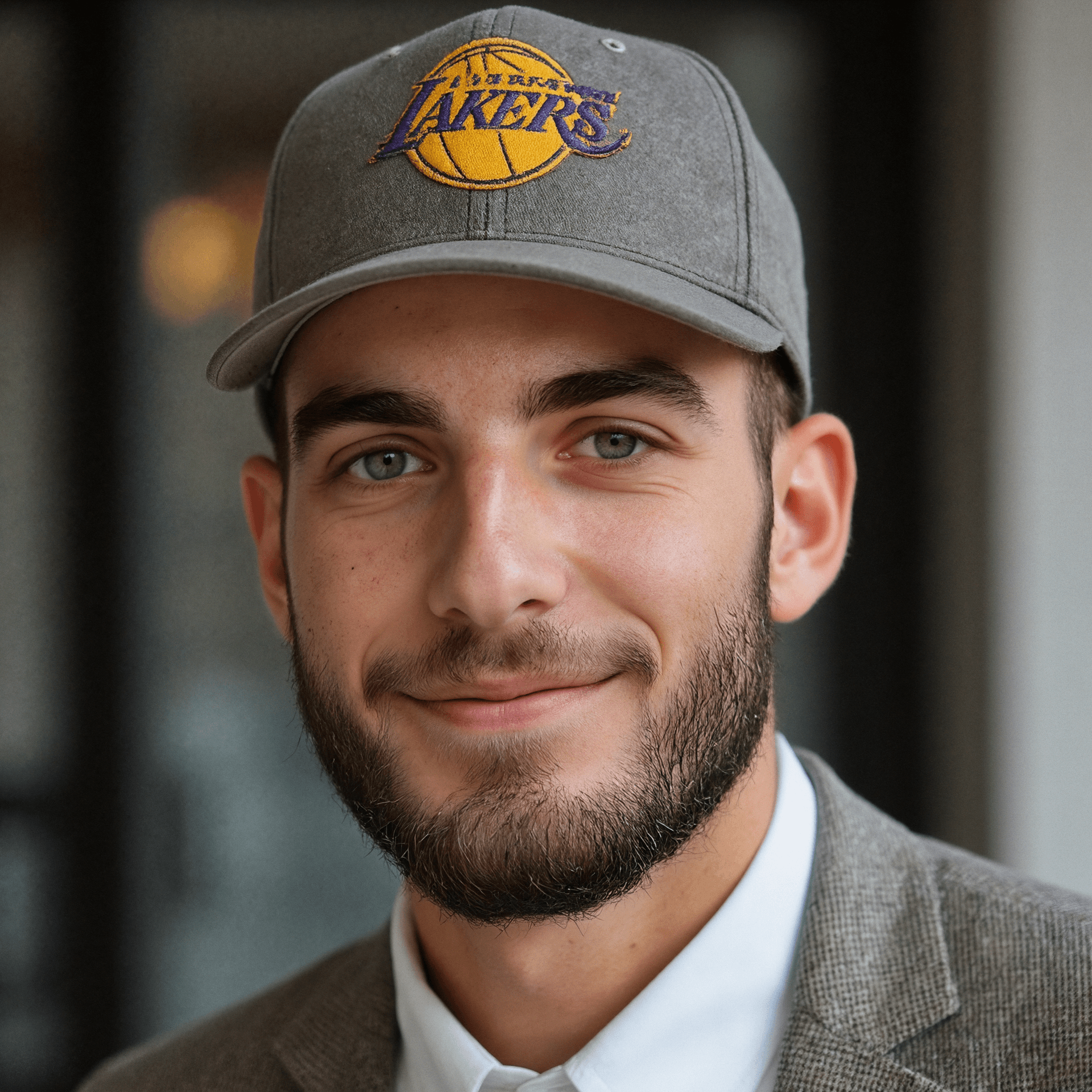 A portrait of me wearing Lakers hat